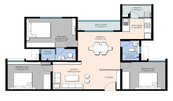 2.5 BHK Floor Plan in Sattva Hamlet
