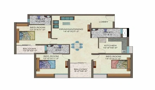 3.5 BHK Floor Plan in Sattva Hamlet